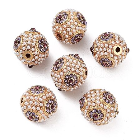 Golden Plated Alloy Rhinestone Beads FIND-E046-14G-04-1