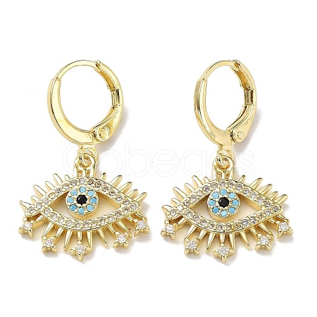 Real 18K Gold Plated Brass Dangle Leverback Earrings EJEW-L269-017G-1