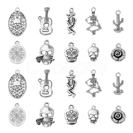 100Pcs 10 Style Tibetan Style Alloy Pendants TIBEP-CJ0001-85-1