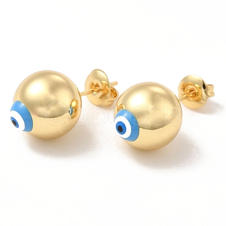 Enamel Evil Eye Stud Earrings EJEW-E274-01G-04-1