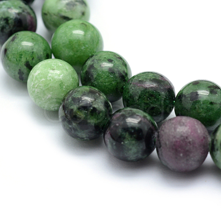 Natural Ruby in Zoisite Round Beads Strands G-P331-02-8mm-1