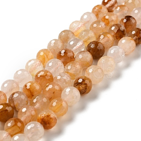 Natural Yellow Hematoid Quartz/Golden Healer Quartz Beads Strands G-E571-34C-1