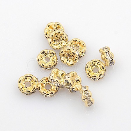 Brass Rhinestone Spacer Beads X-RB-A014-L6mm-01LG-NF-1