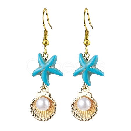 Synthetic Turquoise Dangle Earrings for Women EJEW-JE05800-1