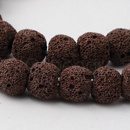 Natural Lava Rock Round Beads Strands G588-7-1