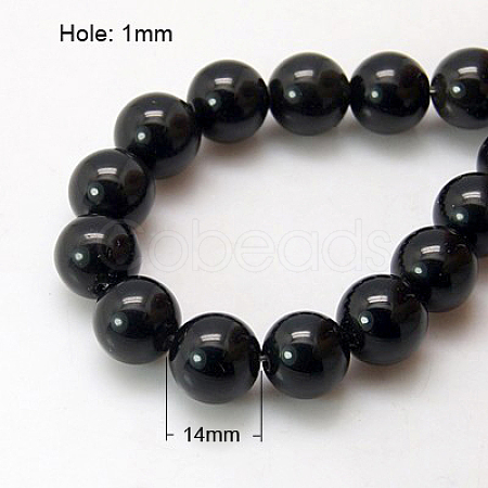 Synthetic Black Stone Beads Strands X-G-G088-14mm-1