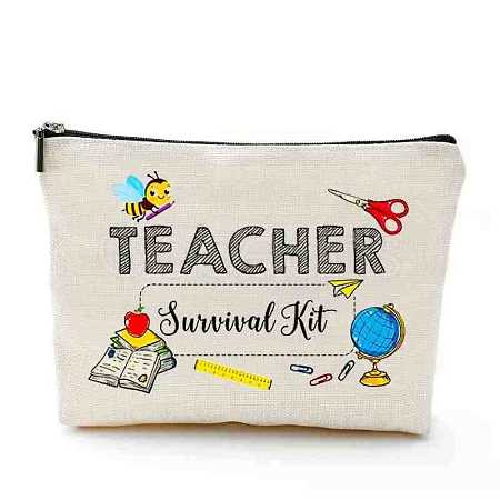 Teachers' Day Cotton Linen Cosmetic Bag PW-WG62416-05-1