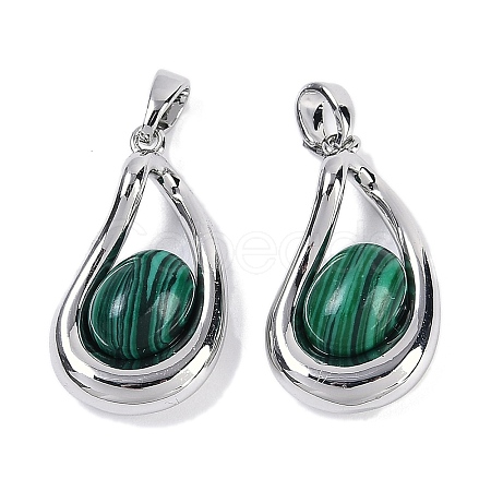 Synthetic Malachite Teardrop Pendants KK-U043-39P-01-1