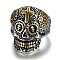 Two Tone Stainless Steel Skull Finger Ring, Antique Silver & Golden, US Size 11(20.6mm)