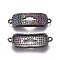 Brass Micro Pave Cubic Zirconia Links connectors, Rectangle, Colorful, Gunmetal, 9x26x2.2mm, Hole: 1.2mm