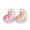 UV Plating Acrylic Beads, with Enamel, Iridescent, Christmas Decorations Theme, Christmas Socking, 21x20x8.5mm, Hole: 3.5mm