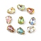 Brass Glass Rhinestone Sew on Rhinestones, Teardrop, Faceted, Mixed Color, Golden, 14x10x6.5mm, Hole: 0.8mm