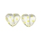 Transparent Printed Acrylic Beads, Heart, Yellow, 16.5x18x7mm, Hole: 1.5mm