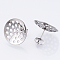 Non-Tarnish 304 Stainless Steel Stud Earring Findings, with Sieve Base, Ear Nuts/Earring Backs, Stainless Steel Color, 16mm, Hole: 1mm, Pin: 0.8mm