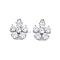 Brass Micro Pave Clear Cubic Zirconia Pendants, Flower Charms, Real Platinum Plated, 8.6x7x2.5mm, Hole: 0.8mm