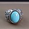 Men's Fashion Synthetic Turquoise Ring Zinc Alloy Hip-hop Ring, Antique Silver, show in picture