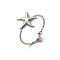 Non-Tarnish 304 Stainless Steel Starfish Open Cuff Rings for Women, Stainless Steel Color, US Size 7 3/4(17.9mm)