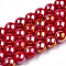 Electroplate Opaque Glass Beads Strands, AB Color Plated, Round, Red, 9.5~10mm, Hole: 1.5mm, about 40~42pcs/strand, 14.76~15.12 inch(37.5~38.4cm)