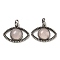 Natural Rose Quartz Pendants, Alloy Eye Charms, Antique Silver, Cadmium Free & Lead Free, 26x35.5x7mm, Hole: 7mm