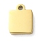 Ion Plating(IP) 304 Stainless Steel Charms, Laser Cut, Square Charm, Real 18K Gold Plated, 7.8x6x1.5mm, Hole: 1mm