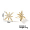 Copper Delicate Eight-pointed Star Stud Earrings with Zircon for Women, Golden, 13x13mm