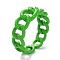 Spray Painted Alloy Cuff Ring, Curb Chain Shape, Lime Green, 5~8mm, US Size 8(18.1mm)