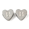 Tarnish Resistant 304 Stainless Steel Beads, Heart with Letter, Stainless Steel Color, Letter B, 7x8x3mm, Hole: 2mm