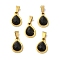 Natural Obsidian Faceted Teardrop Charms, with Golden Tone 304 Stainless Steel Snap on Bails, 14x9.5x4mm, Hole: 6x3mm