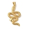 Brass Pendant, Real 18K Gold Plated, Snake, 34x18x3mm, Hole: 5.5x3.5mm