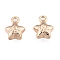 Brass Charms, Cadmium Free & Nickel Free & Lead Free, Star with Lucky Character, Real 18K Gold Plated, 9x7x4mm, Hole: 1.2mm