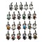 Natural & Synthetic Mixed Gemstone Pendants, Dragon Charms with Rack Plating Brass Findings, Platinum, Cadmium Free & Lead Free, 31x18x8~10mm, Hole: 5x8mm