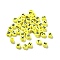 Opaque Acrylic Beads, Large Hole Beads, Flat Round with Letter A~Z, Champagne Yellow, 7x5mm, Hole: 2.5mm, about: 3333pcs/500g