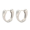 Brass Hoop Earrings, Real Platinum Plated, 15.5x4.5mm