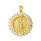 Brass Micro Pave Clear Cubic Zirconia Pendants, Real 18K Gold Plated, Human, Flat Round, 32.5x29.5x4.5mm, Hole: 4x3mm