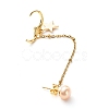 Natural Pearl Brass Crawler Ear Studs Chains EJEW-JE04566-03-3