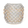 Square Brass Micro Pave Clear Cubic Zirconia Open Cuff Ring for Women RJEW-Q819-12G-2