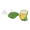 Saint Patrick's Day Theme Acrylic & 304 Stainless Steel Stud Earring for Women Men EJEW-H112-01D-2