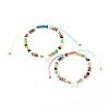 Electroplate Glass Nylon Thread Braided Bead Bracelets for Mom and Daughter BJEW-JB06359-03-1