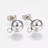 201 Stainless Steel Ball Stud Earring Post X-STAS-F088-01P-1