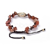 Adjustable Chip Natural Red Agate/Carnelian(Dyed) Braided Bead Bracelets BJEW-JB04994-02-2