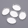 Silver Color Plated Oval Brass Bezel Cabochon Settings X-KK-C2896A-S-1
