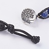 Natural Sodalite and Lava Rock Wrap Bracelet BJEW-JB03612-01-4