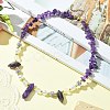 Natural Amethyst Bullet & Synthetic Moonstone Beaded Necklaces NJEW-JN04406-03-5