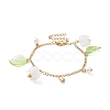 Acrylic Leaf & Flower & Plastic Pearl Charm Bracelet BJEW-JB09077-1