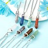 14Pcs 14 Style Chakra Natural & Synthetic Gemstone Pointed Pendants G-LS0001-76-7