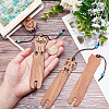 DELORIGIN 4Pcs 4 Styles Wood Bookmarks AJEW-DR0001-35-3