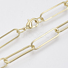 Brass Flat Oval Paperclip Chain Necklace Making MAK-S072-08A-LG-1