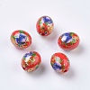 Flower Picture Printed Resin Beads RESI-J020-C04-2