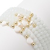 6Pcs 6 Style Natural Shell & Glass Star & Round Beaded Stretch Bracelets Set for Women BJEW-JB09945-01-2
