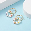 Natural Pearl Beaded Dangle Hoop Earrings EJEW-TA00040-2